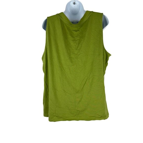 Apt. 9 Essential Green Sleeveless Tank Top 1X Pima Cotton Blend Womens - Picture 2 of 5